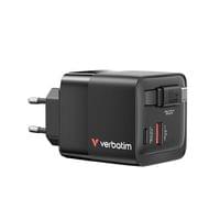 Зарядно устройство Verbatim Mini, GaN, 65 W, черно - 1