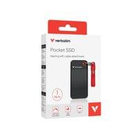 Външен SSD твърд диск Verbatim Pocket, 1 TB, джобен, USB 3.2, черно-червен - 2