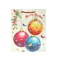 Подаръчна торбичка Merry Christmas - Топки, коледна, 30 х... - 1
