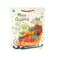 Подаръчна торбичка Merry Christmas - Шейна, коледна, 30 х... - 1