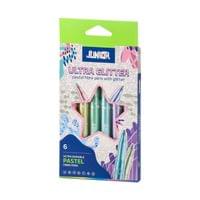 Флумастери Junior Ultra Glitter, с брокат, 6 пастелни цвята - 1