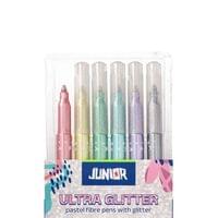 Флумастери Junior Ultra Glitter, с брокат, 6 пастелни цвята - 2