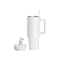 BESTSUB Чаша, с дръжка, сламка и капак, 1200 ml, бяла - 2