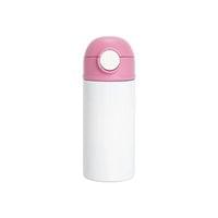 BESTSUB Бутилка, детска, с капак и сламка, 360 ml, бяло-розова - 0