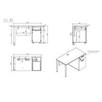 Бюро RFG Monaco, с контейнер, 1200 х 600 х 750 mm, ПДЧ 25... - 2