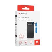 Външен SSD твърд диск Verbatim Pocket, 1 TB, джобен, USB 3.2, черно-син - 2