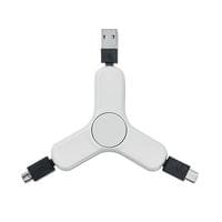 Преходник Spincable, USB, micro USB, Type C, бял - 1
