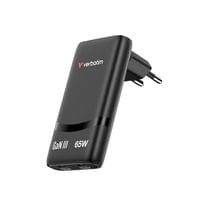 Зарядно устройство Verbatim Fold'n'Go, GaN, 65 W, черно - 1 Зарядно устройство Verbatim Fold'n'Go, GaN, 65 W, черно - 1