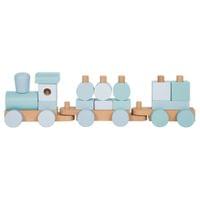 Small Foot Влак 2 в 1, дървен, 14 части, пастелносин - 3