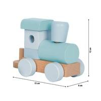 Small Foot Влак 2 в 1, дървен, 14 части, пастелносин - 4