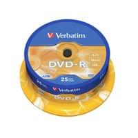 DVD-R Verbatim, 4.7 GB, 16x, AZO покритие, 25 броя в шпиндел - 1