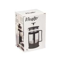 Кана за чай Vivalto, с преса, стъклена, 1 L, черна - 2