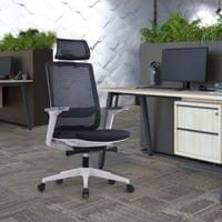 Ергономичен стол RFG Meteor X White HB, дамаска и меш, до 130 kg, черна... - 6