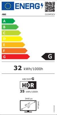 Монитор AOC CU34P3CV, 34'', WLED, 3440 x 1440, 300 cd/m2, 4 ms, HDMI,... - 7 Монитор AOC CU34P3CV, 34'', WLED, 3440 x 1440, 300 cd/m2, 4 ms, HDMI,... - 7