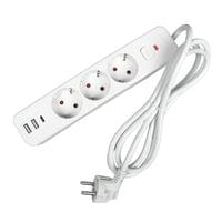 Разклонител Office 1, шуко, 3 гнезда, 1.8 m кабел, 2 USB Type-A, 1 USB... - 1