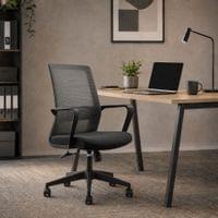 Офис стол RFG Smart W, дамаска и меш, Tilt механизъм, до 120 kg, черна... - 6