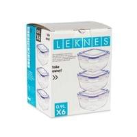 Кутия за съхранение Leknes, квадратна, пластмаса, 900 ml, 6 броя - 2