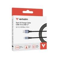 Кабел Verbatim Sync &amp;amp; Charge, USB Type-A към USB Type-C, 18 W, 120 cm - 3
