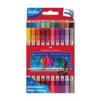 Faber-Castell Флумастери Glitter, двойни, 20 цвята - 1