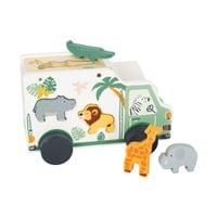 Small Foot Кола Сафари, за вграждане на животни, дървена, 23 х 13 х 14 cm - 1