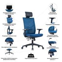 Ергономичен стол RFG Snow Black HB, дамаска и меш, Multi-function... - 5
