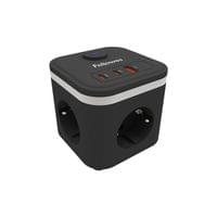 Разклонител Fellowes Ampra Power Cube, шуко, 3 гнезда, 1 USB Type-A, 2... - 1