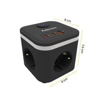 Разклонител Fellowes Ampra Power Cube, шуко, 3 гнезда, 1 USB Type-A, 2... - 2