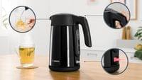 Електрическа кана за вода Bosch TWK7L463, 1.7 L, 2400 W, черна - 9