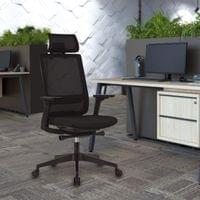 Ергономичен стол RFG Meteor X Black HB, дамаска и меш, до 130 kg, черна... - 6