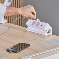Разклонител Fellowes Ampra Power Desk, шуко, 2 гнезда, 1 USB Type-A, 1... - 5