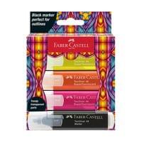Faber-Castell Текст маркер, 1 черен и 3 неонови цвята - 1