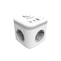 Разклонител Fellowes Ampra Power Cube, шуко, 3 гнезда, 1 USB Type-A, 2... - 1