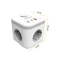 Разклонител Fellowes Ampra Power Cube, шуко, 3 гнезда, 1 USB Type-A, 2... - 2