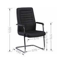 Посетителски стол RFG Sit M, екокожа, метална основа, до 120 kg, черен - 2