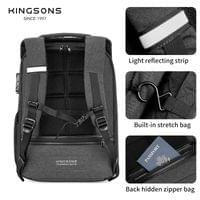 Раница Kingsons Metroshield, 17'', сива - 4 Раница Kingsons Metroshield, 17'', сива - 4