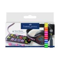Faber-Castell Маркери, обли, неонови, 6 цвята - 1 Faber-Castell Маркери, обли, неонови, 6 цвята - 1