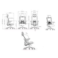 Ергономичен стол RFG Luxe Chrome HB, дамаска и меш, Multi-function... - 5