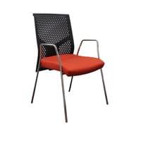 Посетителски стол MJ Omega Black, метална основа, червена седалка, черна... - 1 Посетителски стол MJ Omega Black, метална основа, червена седалка, черна... - 1