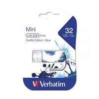 USB флаш памет Verbatim Mini Graffiti, USB 2.0, 32 GB, синя - 2
