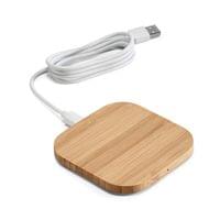 Зарядно устройство Power, безжично, бамбук, 9.2 х 9.2 х 0.9 cm - 1