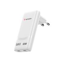 Зарядно устройство Verbatim Fold'n'Go, GaN, 65 W, бяло - 1 Зарядно устройство Verbatim Fold'n'Go, GaN, 65 W, бяло - 1