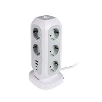 Разклонител Verbatim EUPT-01, Power Tower, вертикален, 11 гнезда, USB - 2
