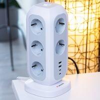 Разклонител Verbatim EUPT-01, Power Tower, вертикален, 11 гнезда, USB - 4 Разклонител Verbatim EUPT-01, Power Tower, вертикален, 11 гнезда, USB - 4