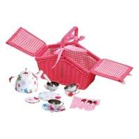 Small Foot Кошница за пикник, с чаен сервиз, розова - 1