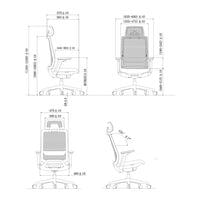 Ергономичен стол RFG Meteor X White HB, дамаска и меш, до 130 kg, сива... - 5