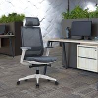 Ергономичен стол RFG Meteor X White HB, дамаска и меш, до 130 kg, сива... - 6