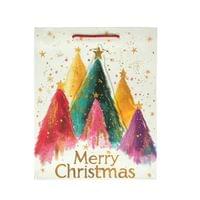 Подаръчна торбичка Merry Christmas - Елхи, коледна, 30 х... - 1