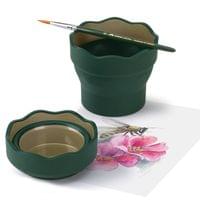 Faber-Castell Чаша за рисуване Clic&Go, сгъваема, тъмнозелена - 1 Faber-Castell Чаша за рисуване Clic&Go, сгъваема, тъмнозелена - 1