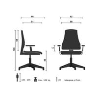 Посетителски стол RFG Troi 82 W, екокожа, до 120 kg, черна седалка, синя... - 2