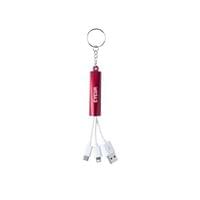 Zaref Кабел 3 в 1 USB, Lightning, micro USB и USB type C, червен - 1